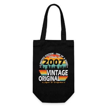 Vintage_2007_Jahrgang_geboren_Retro_Geburtstag_ - Geschenkbeutel für Flaschen - Schwarz - Vorne