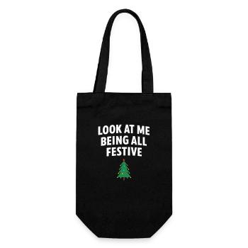 Look At Me Being All Festive, Christmas Tree  - Gift Bag for Bottles - black - Front