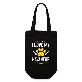 Ich liebe meinen Havaneser - Geschenkbeutel für Flaschen - Schwarz - Vorne