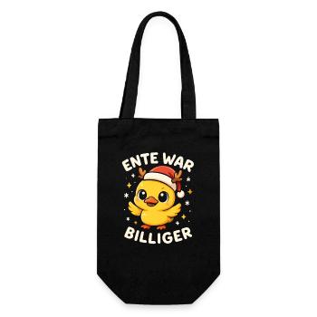 Weihnachten Spruch Humor Ente Lustig Rentier - Geschenkbeutel für Flaschen - Schwarz - Vorne