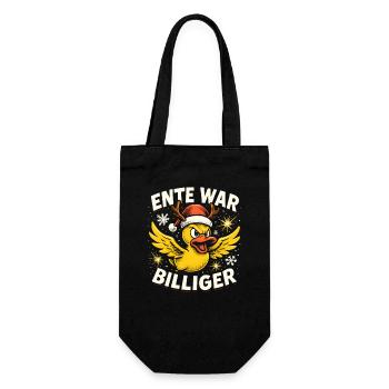 Weihnachten Spruch Humor Ente Lustig Rentier - Geschenkbeutel für Flaschen - Schwarz - Vorne