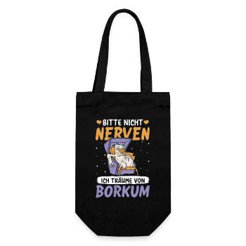 Nordsee BITTE NICHT NERVEN TRÄUME VON BORKUM - Geschenkbeutel für Flaschen - Schwarz - Vorne