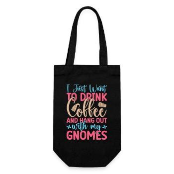 Nain de jardin Costume Boire du café et sortir Gnome - Sac à bouteille - noir - Devant