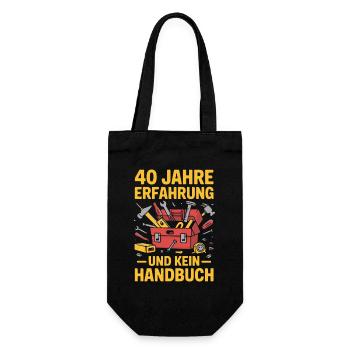 40 Jahre Erfahrung – Kein Handbuch - Geschenkbeutel für Flaschen - Schwarz - Vorne
