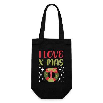 I love Xmas Christmas - Gift Bag for Bottles - black - Front