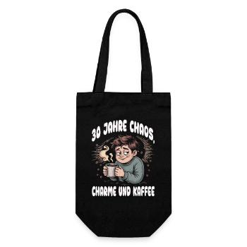30 Jahre Chaos, Charme & Kaffee - Geschenkbeutel für Flaschen - Schwarz - Vorne