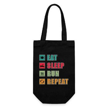 Eat Sleep Run Repeat – Aktiv-Lifestyle Shirt - Geschenkbeutel für Flaschen - Schwarz - Vorne