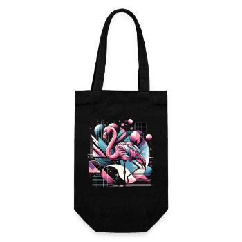 Neon Flamingo Geometrische Pop 80er - Geschenkbeutel für Flaschen - Schwarz - Vorne