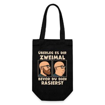 Vorher Nachher Rasurwitz Bartträger - Geschenkbeutel für Flaschen - Schwarz - Vorne