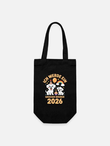 Ich werde ein grosser Bruder 2026 Hund Welpe - Geschenkbeutel für Flaschen - Schwarz