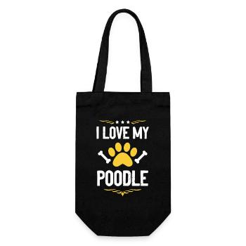 I Love My Poodle - Geschenkbeutel für Flaschen - Schwarz - Vorne