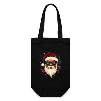Cooler Weihnachtsmann mit Sonnenbrille Geschenk - Geschenkbeutel für Flaschen - Schwarz - Vorne