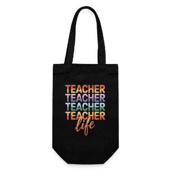  Teacher Teacher Teacher Teacher Life Lehrer - Geschenkbeutel für Flaschen - Schwarz - Vorne