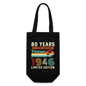 80 Years 1946 Vintage Retro Birthday Gift - Gift Bag for Bottles - black - Front