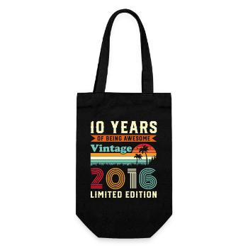 10 Years 2016 Vintage Retro Birthday Gift - Gift Bag for Bottles - black - Front