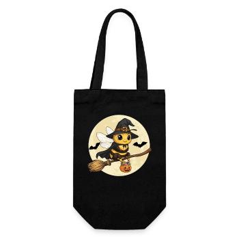 Süße Biene Hexe Halloween Kürbis Vollmond - Geschenkbeutel für Flaschen - Schwarz - Vorne