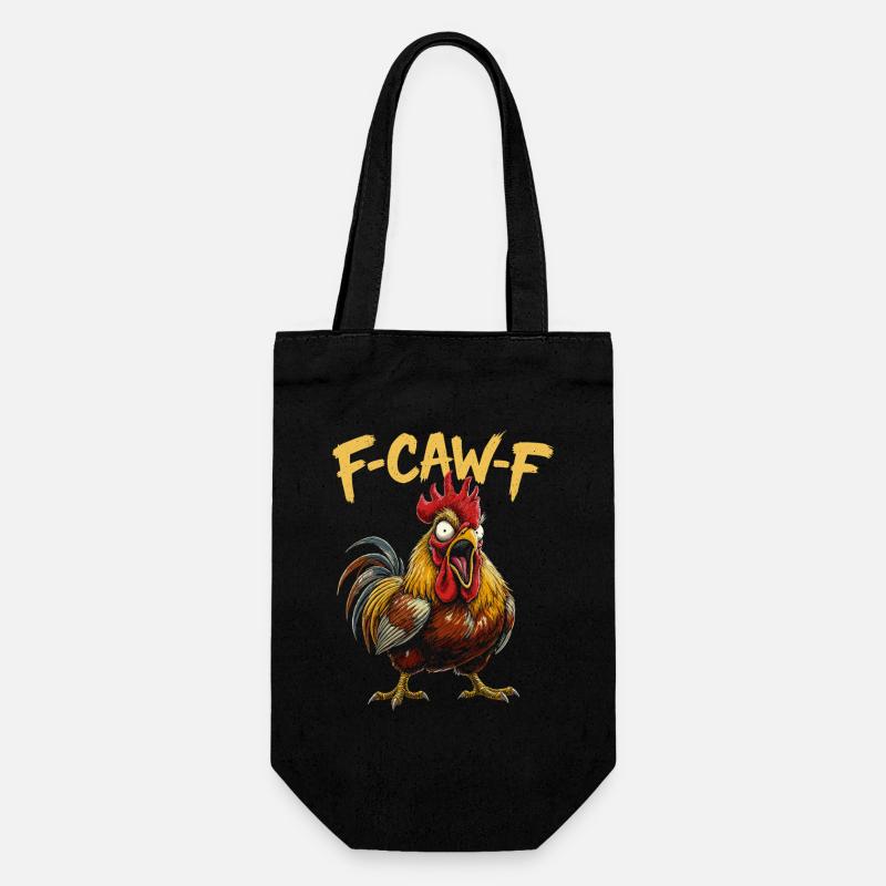 F-CAW-F Coq Dessin animé Graphique - Sac à bouteille - noir