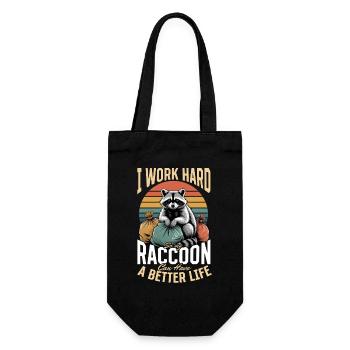 Funny Raccoon - Geschenkbeutel für Flaschen - Schwarz - Vorne