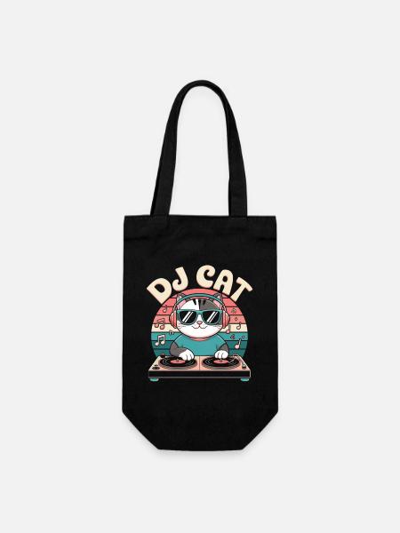 Lustige DJ Katze - Geschenkbeutel für Flaschen - Schwarz