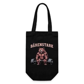 Gewichtheber BÄRENSTARK Lustiges - Geschenkbeutel für Flaschen - Schwarz - Vorne