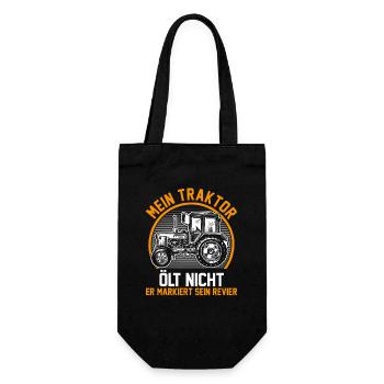 Landwirt Bauernhof Farmer Bauer Traktor - Geschenkbeutel für Flaschen - Schwarz - Vorne