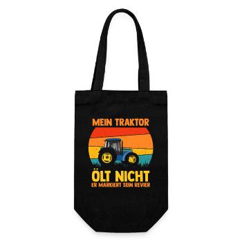 Landwirt Bauernhof Farmer Bauer Traktor - Geschenkbeutel für Flaschen - Schwarz - Vorne