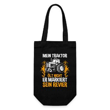 Landwirt Bauernhof Farmer Bauer Traktor - Geschenkbeutel für Flaschen - Schwarz - Vorne
