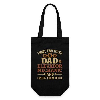 Funny Elevator Inspector Dad And Elevator Mechanic - Gift Bag for Bottles - black - Front