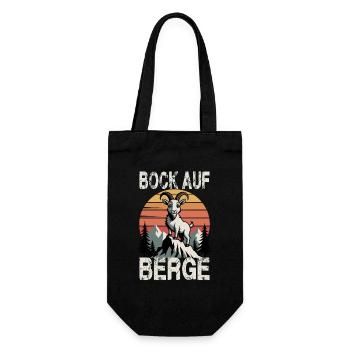  Bock Auf Berge Alpen Steinbock Gipfel Wanderlust - Geschenkbeutel für Flaschen - Schwarz - Vorne