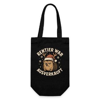 Weihnachten Spruch Humor Igel Lustig Rentier - Geschenkbeutel für Flaschen - Schwarz - Vorne