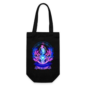 Meine Seele Schnurrt - Yoga Katze Aura Statement - Geschenkbeutel für Flaschen - Schwarz - Vorne