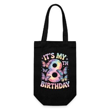 8th Birthday Rainbow Butterfly Decoration - Gift Bag for Bottles - black - Front