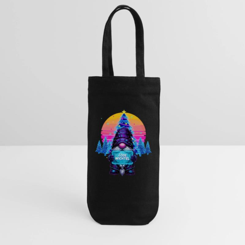 Cyberpunk Code Gnome - Synthwave Noël Nerd Sac à bouteille