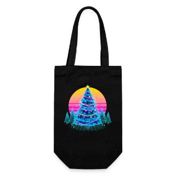 Neon Christmas Tree Sunset - Gift Bag for Bottles - black - Front