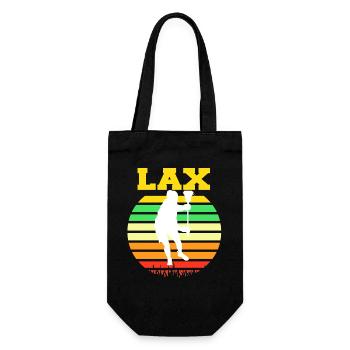 LAX Retro Sunset Lacrosse Player Silhouette - Gift Bag for Bottles - black - Front