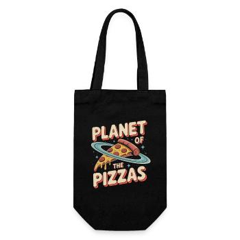 Planet of the Pizzas - Retro Pizza - Gift Bag for Bottles - black - Front