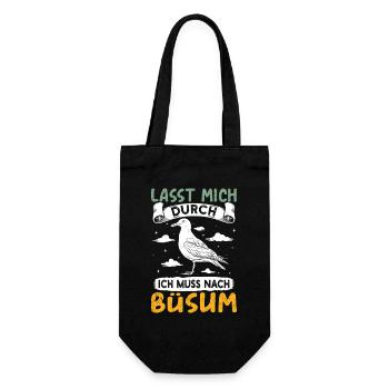 Nordsee Urlaub LASST MICH DURCH MUSS NACH BÜSUM - Geschenkbeutel für Flaschen - Schwarz - Vorne