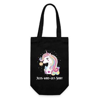 Alles Wird Gut Wunsch Einhorn Genesung Motivation - Geschenkbeutel für Flaschen - Schwarz - Vorne