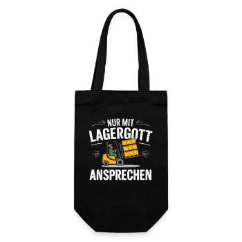  Nur Mit Lagergott Ansprechen Staplerfahrer - Geschenkbeutel für Flaschen - Schwarz - Vorne
