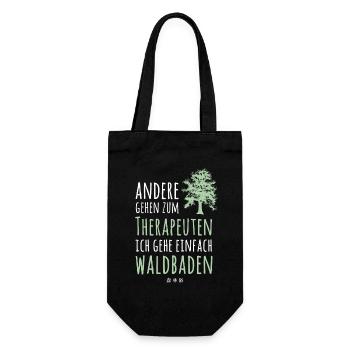 Wald Waldbaden Natur Naturliebhaber Baum Geschenk - Geschenkbeutel für Flaschen - Schwarz - Vorne