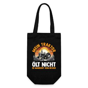 Landwirt Bauernhof Farmer Bauer Traktor - Geschenkbeutel für Flaschen - Schwarz - Vorne