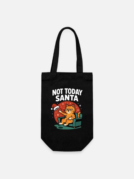 Drôle de chat pas aujourd’hui Père Noël Humour - Sac à bouteille - noir