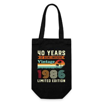 40 Jahre 1986 Vintage Retro Geburtstagsgeschenk - Geschenkbeutel für Flaschen - Schwarz - Vorne