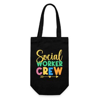 Social Worker Quote Crew Social Work - Geschenkbeutel für Flaschen - Schwarz - Vorne