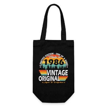 1986 Vintage Retro Birthday Gift - Gift Bag for Bottles - black - Front