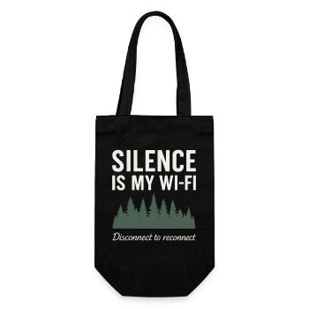 Silence is my Wi-Fi: Nature motif with trees - Gift Bag for Bottles - black - Front