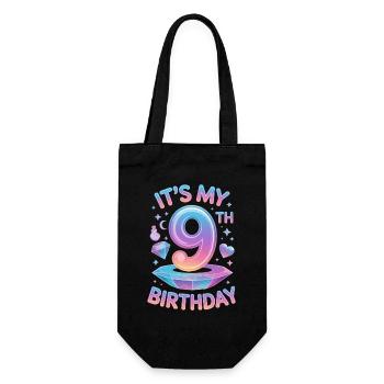 Happy 9th Birthday! - Gift Bag for Bottles - black - Front