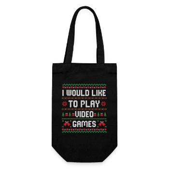 I Would Like To Play Video Games Gaming Christmas  - Gift Bag for Bottles - black - Front
