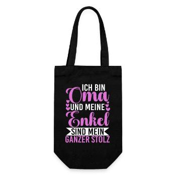 Bin Oma Und Meine Enkel Sind Mein Ganzer Stolz - Geschenkbeutel für Flaschen - Schwarz - Vorne