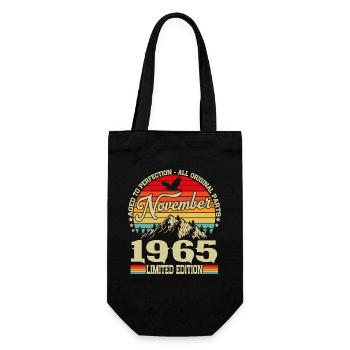 Vintage November 1965 Jahrgang Retro Geburtstag - Geschenkbeutel für Flaschen - Schwarz - Vorne